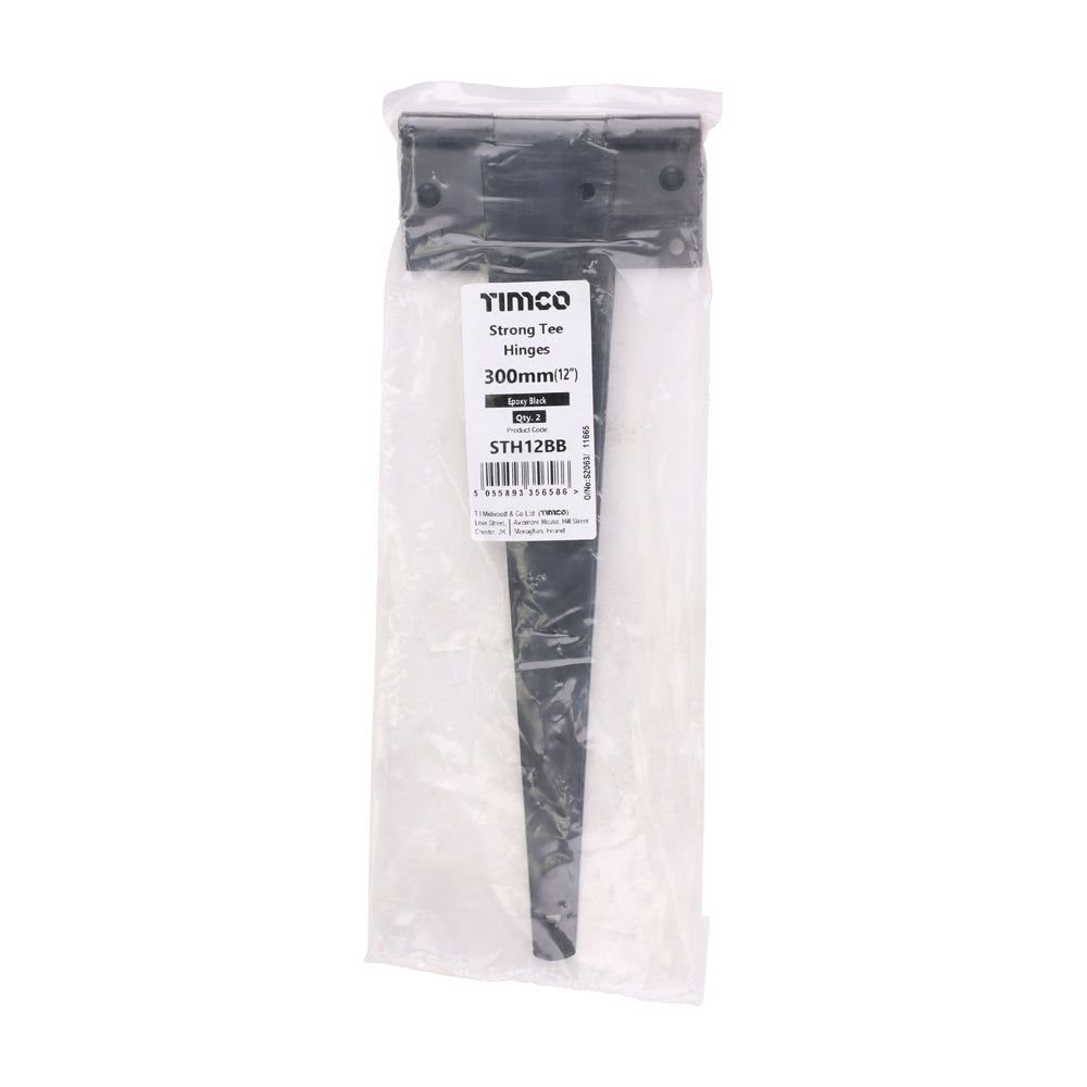 Pair of Strong Tee Hinges - Black | 12" | Bag | 1 Pairs | STH12BB additional image 2