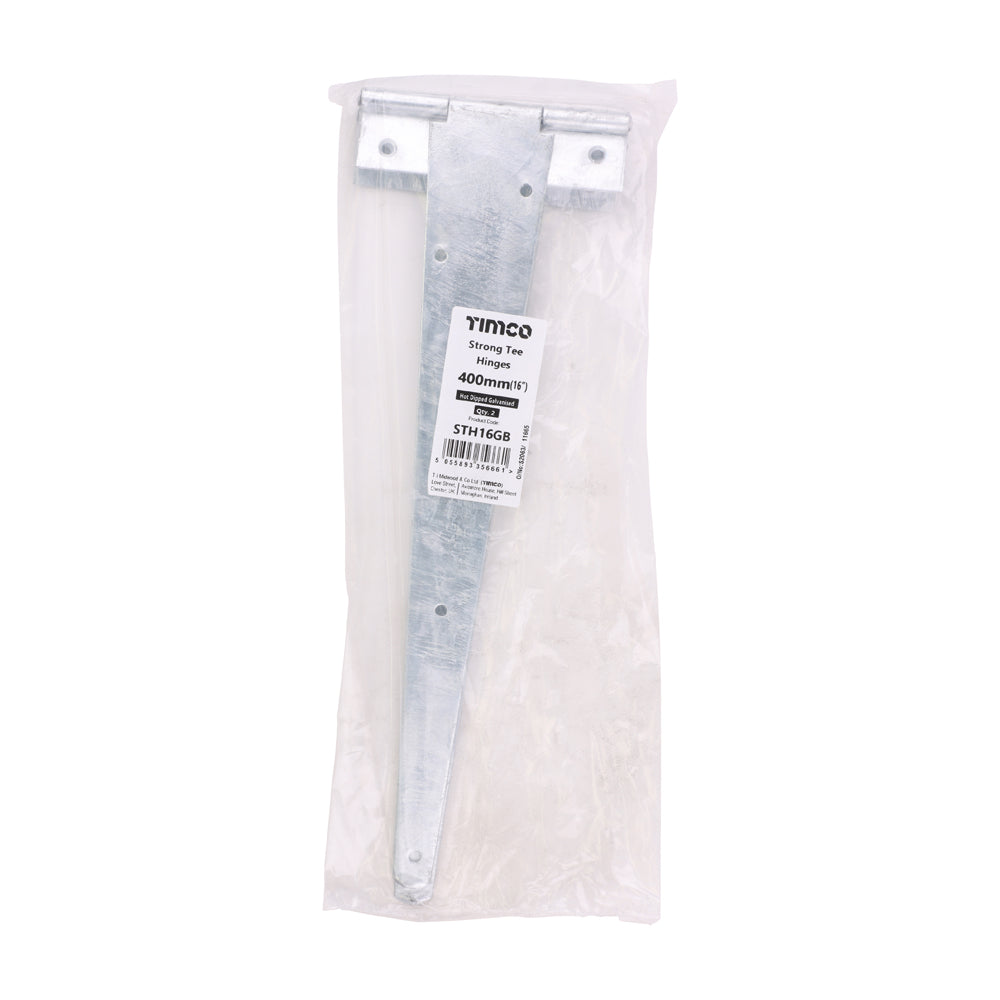 Pair of Strong Tee Hinges - Hot Dipped Galvanised | 16" | Bag | 1 Pairs | STH16GB additional image 2