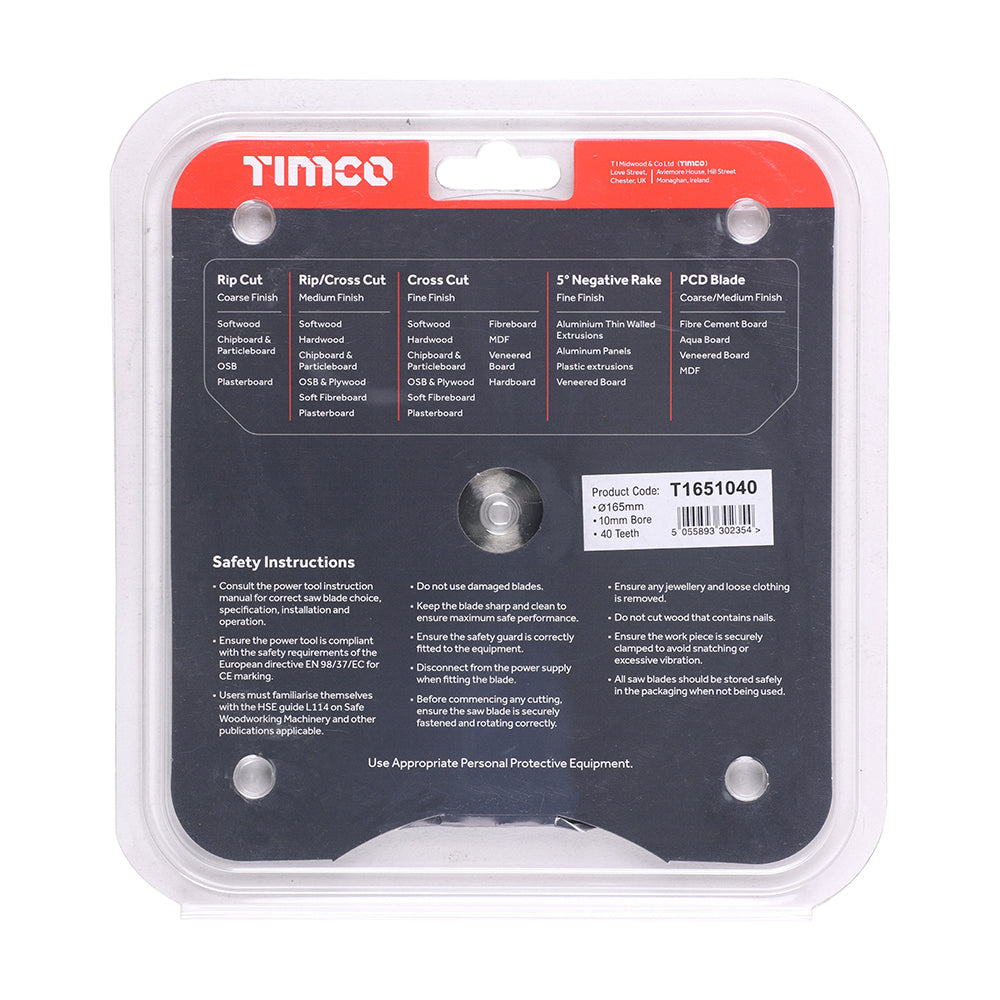 Handheld Cordless Circular Saw Blade | 165 x 10 x 40T additional image 3