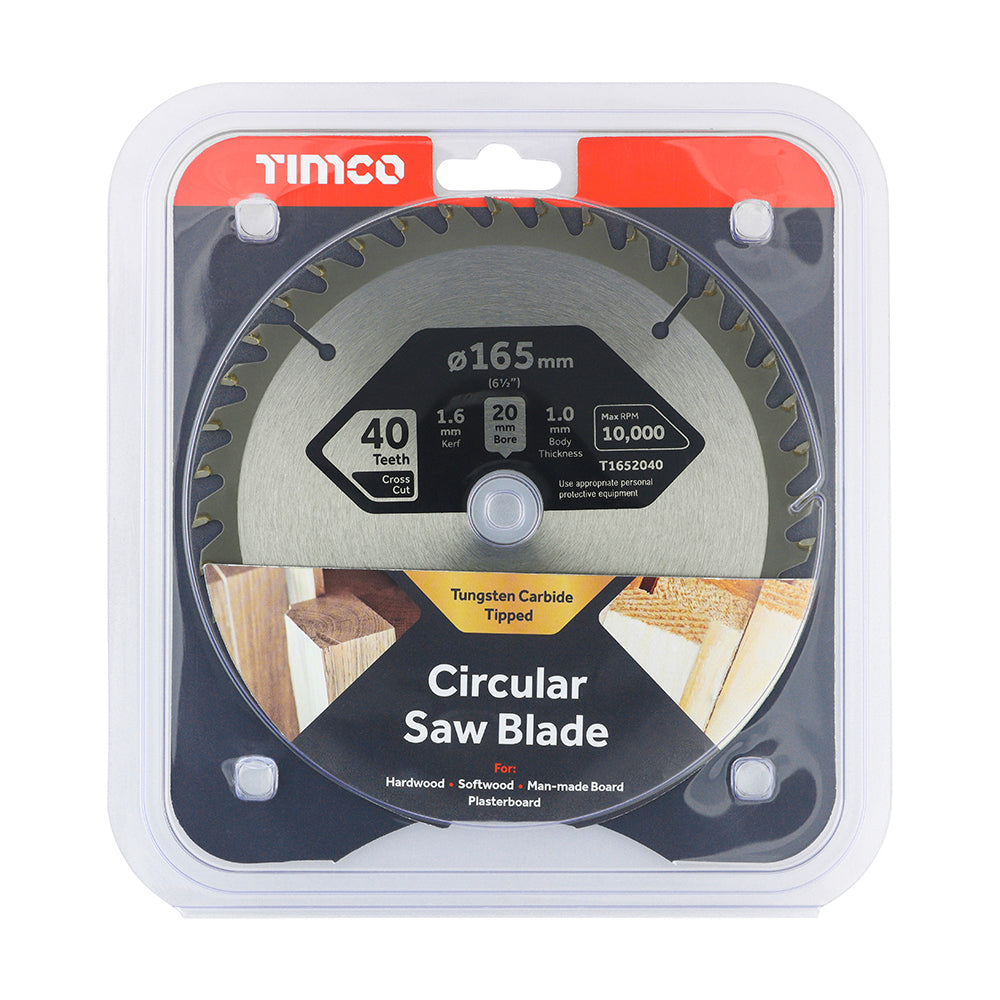 Handheld Cordless Circular Saw Blade | 165 x 20 x 40T additional image 2