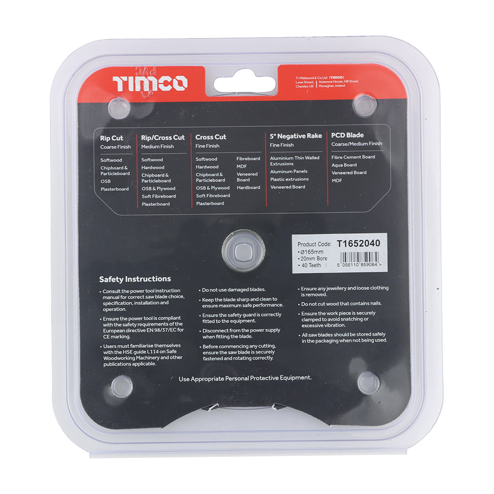 Handheld Cordless Circular Saw Blade | 165 x 20 x 40T additional image 3