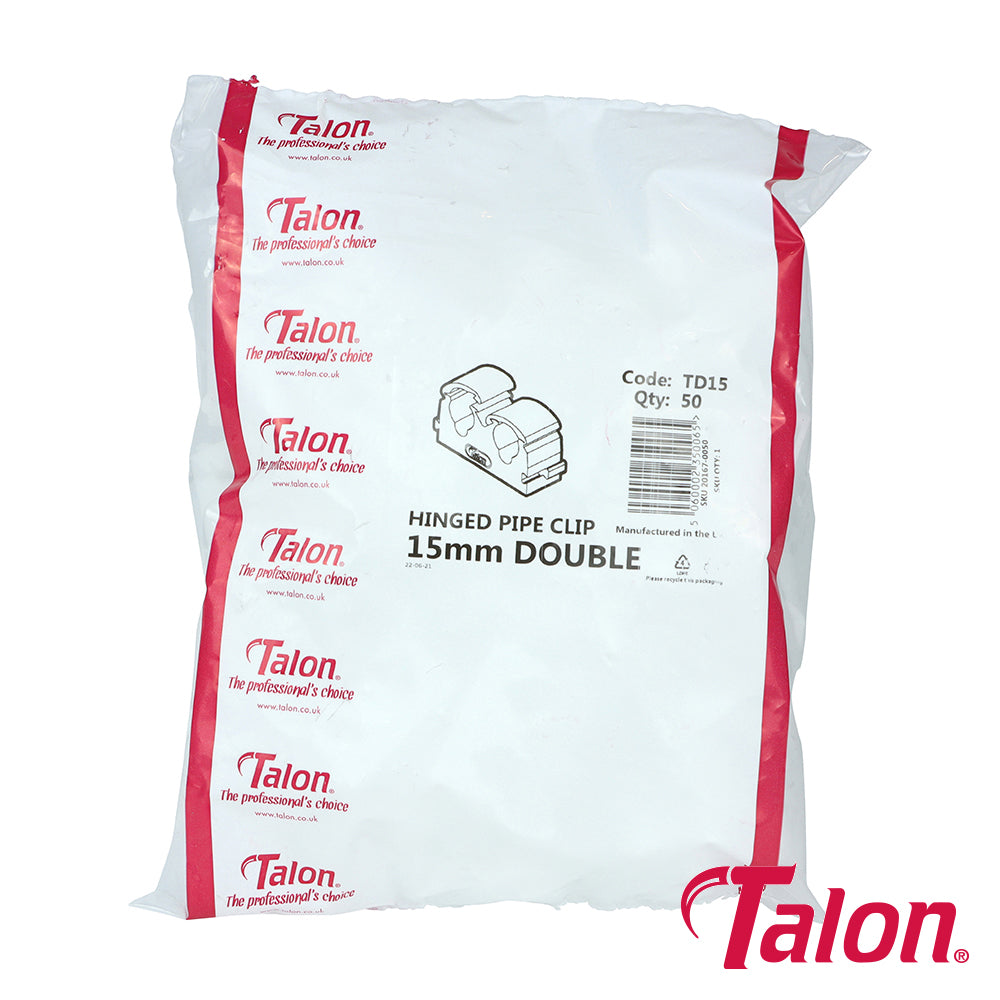 Double Hinged Clip - White - TD15 | 15mm additional image 2