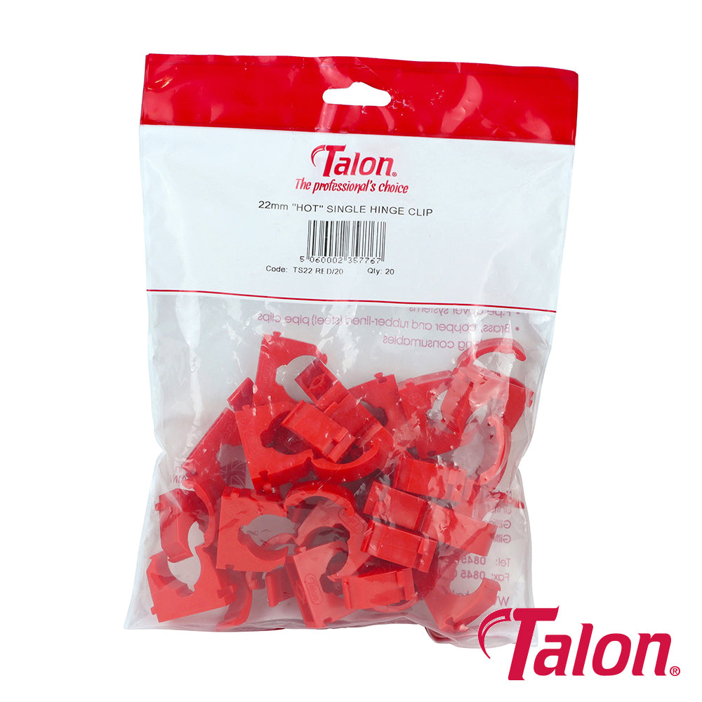 Single Hinged ID Clip - Red - TS22RED20 | 22mm additional image 2
