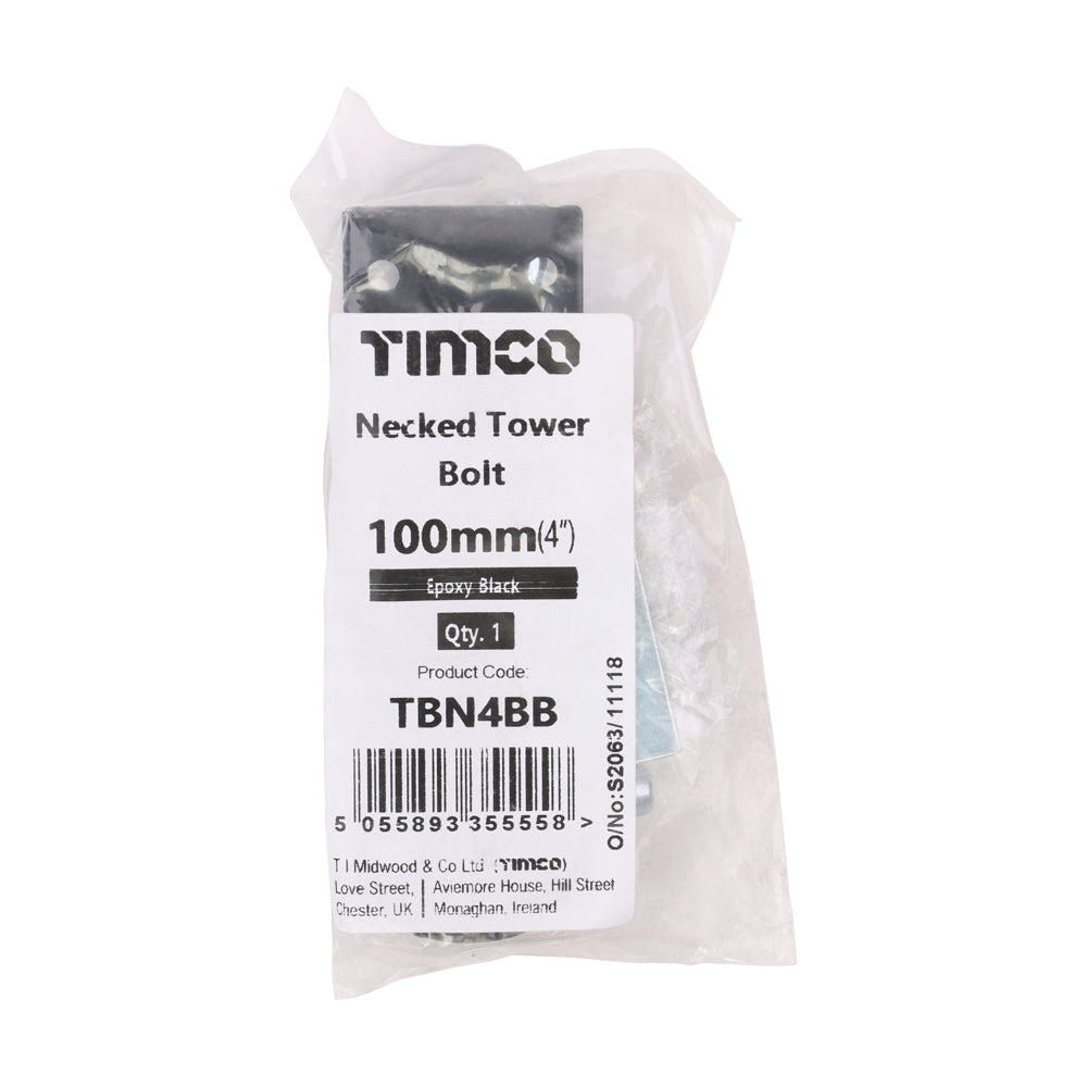 Necked Tower Bolt - Black | 4" | Bag additional image 2