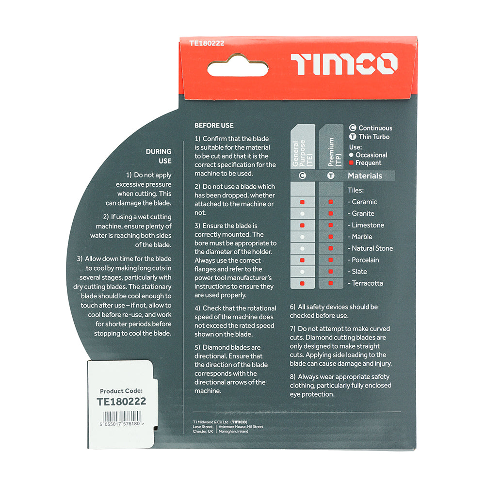 General Purpose Tile & Ceramic Diamond Blade - Continuous | 180 x 22.2 additional image 3