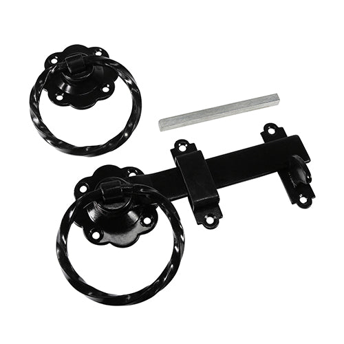 Ring Gate Latch - Twisted - Black | 6" | Bag | 1 Each | TRGL6BB product image