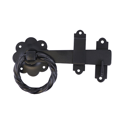 Ring Gate Latch - Twisted - Black | 6" | Bag | 1 Each | TRGL6BP product image