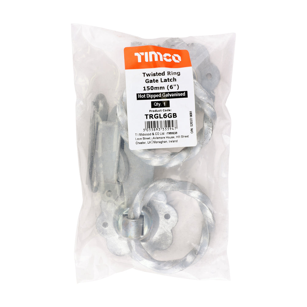 Ring Gate Latch - Twisted - Hot Dipped Galvanised | 6" | Bag | 1 Each | TRGL6GB additional image 2