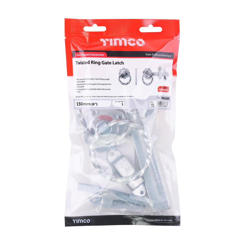 Ring Gate Latch - Twisted - Hot Dipped Galvanised | 6" | Bag | 1 Each | TRGL6GP additional image 3