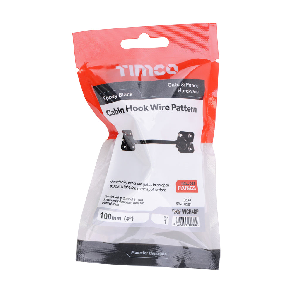 Cabin Hooks - Wire Pattern - Black | 4" | TIMpac additional image 2