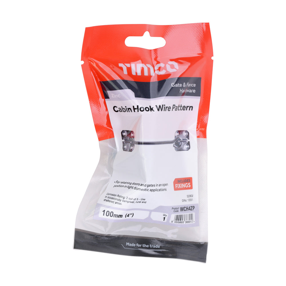 Cabin Hooks - Wire Pattern - Zinc | 4" | TIMpac additional image 2