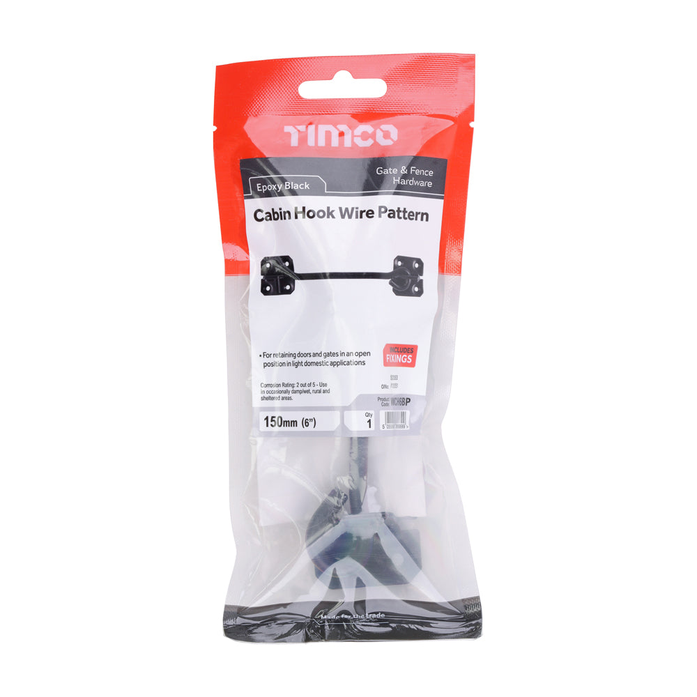 Cabin Hooks - Wire Pattern - Black | 6" | TIMpac additional image 2