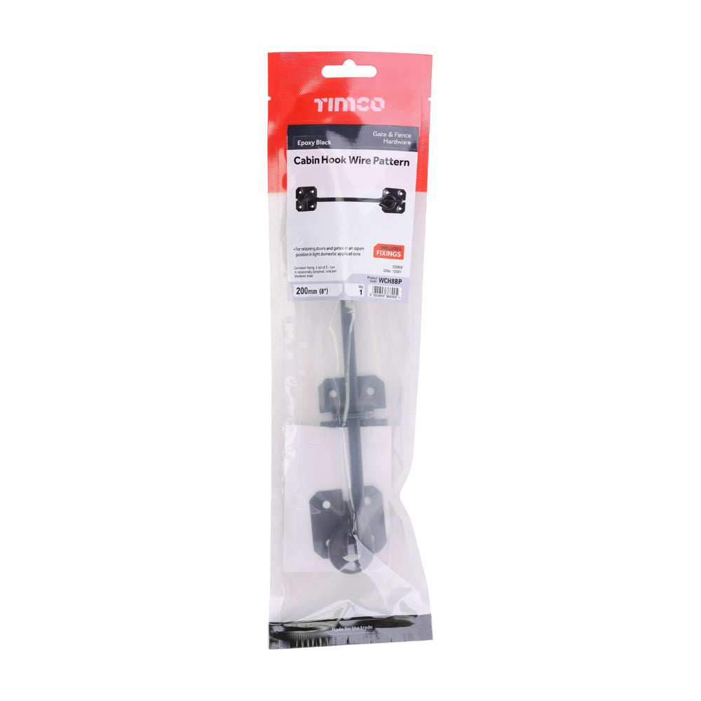Cabin Hooks - Wire Pattern - Black | 8" | TIMpac additional image 2