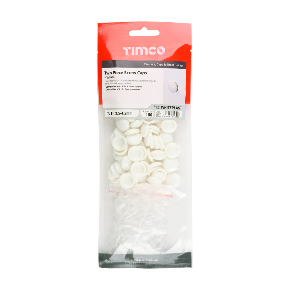 Two Piece Screw Caps - White | To fit 3.5 to 4.2 Screw additional image 2