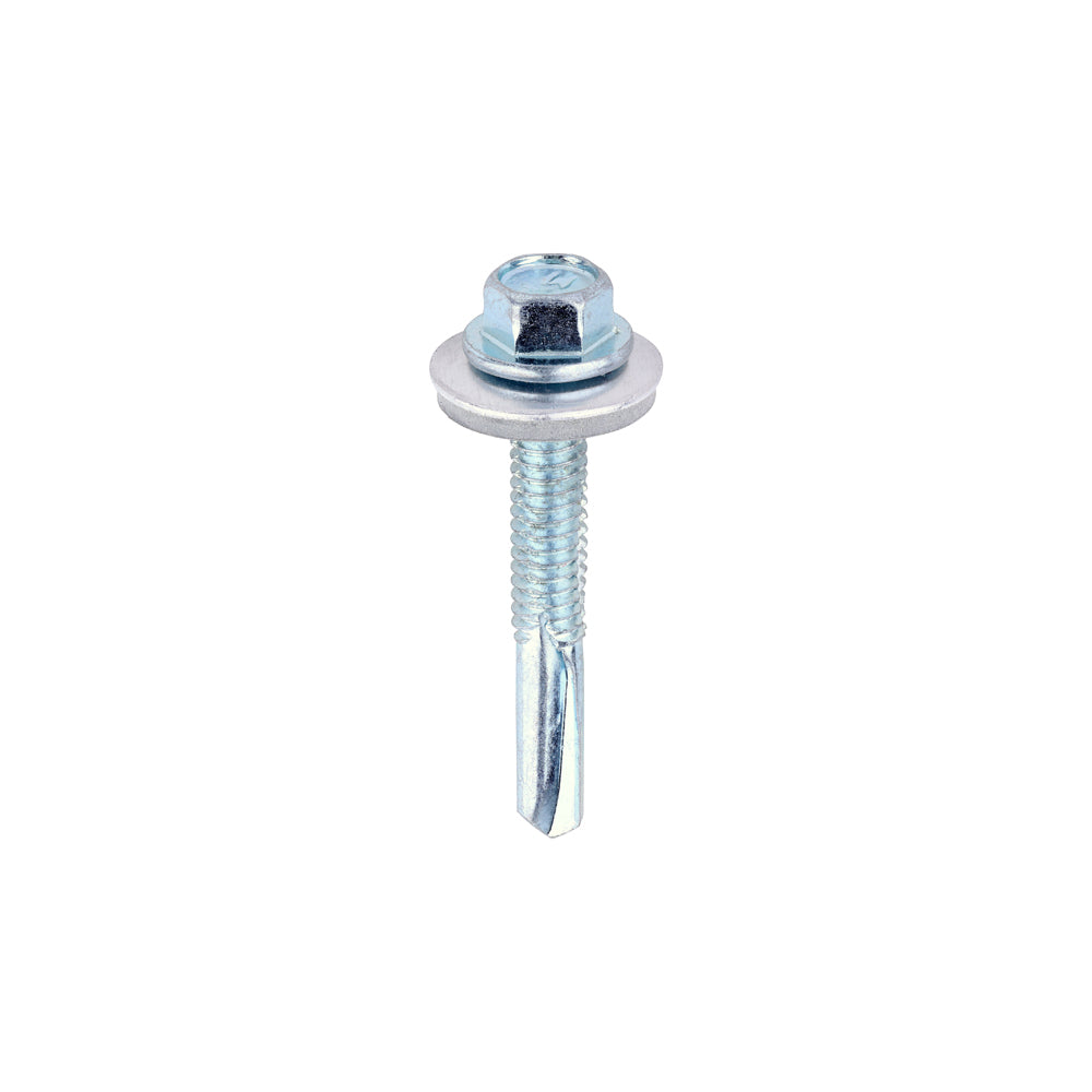 Metal Construction Heavy Section Screws - Hex - EPDM Washer - Self-Drilling - Zinc | 5.5 x 38 | Box product image